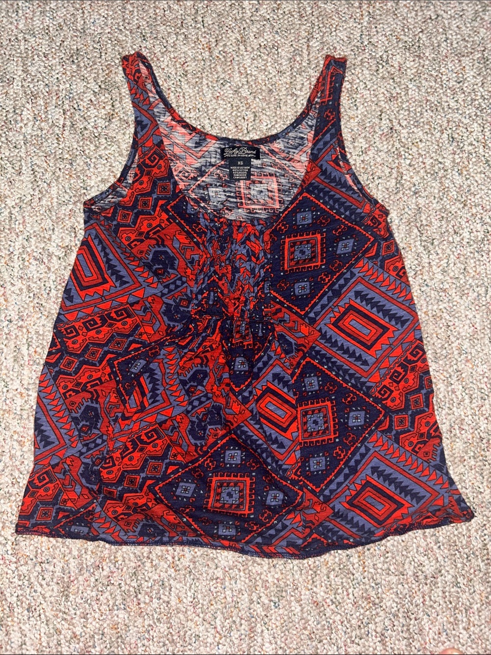 Lucky Brand Red & Navy Geometric Tank Top